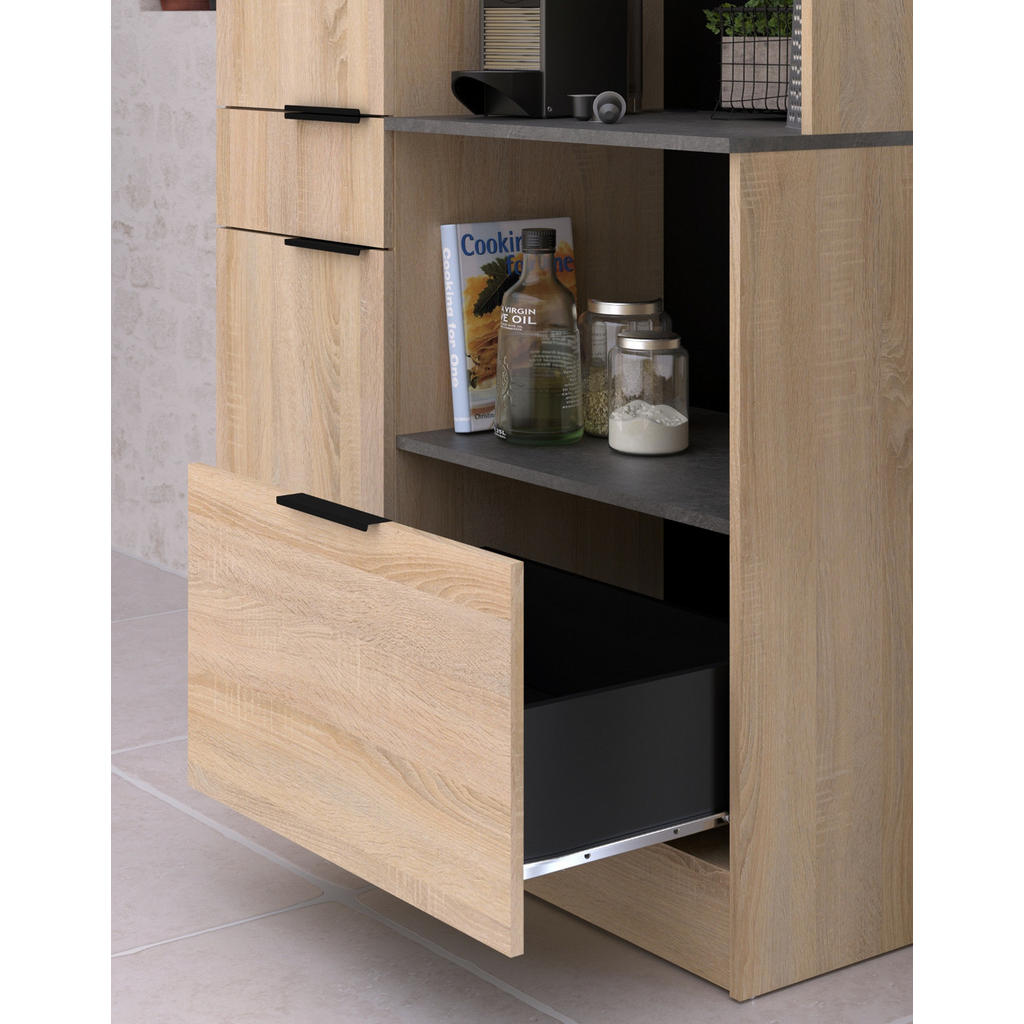 Thumbnail - Parisot Meuble Küchenschrank, Mehrfarbig, Eiche, Grau, Holz, Nachbildung,Eiche, Holz Optik, 209x184x184 cm, Küchen, Küch...