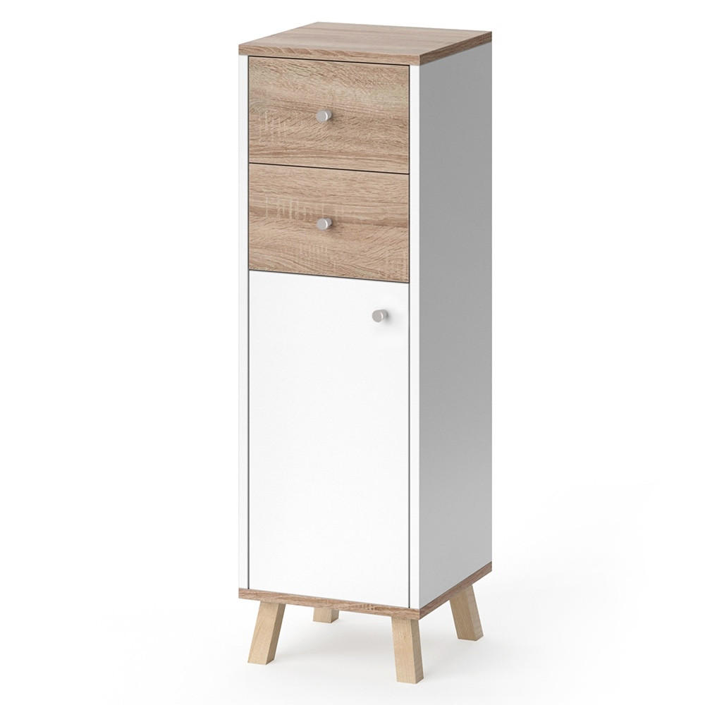 MIDISCHRANK Senyo Weiß 30 x 95 cm mit Schubladen - Weiß, Holzwerkstoff (30/95/30cm) - Vicco