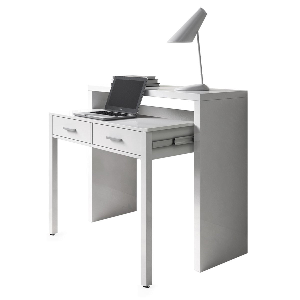 KONSOLENSCHREIBTISCH ausziehbar mit 2 Schubladen - L100 cm Consola - Weiß, Holzwerkstoff (36/99/88cm) - Calicosy