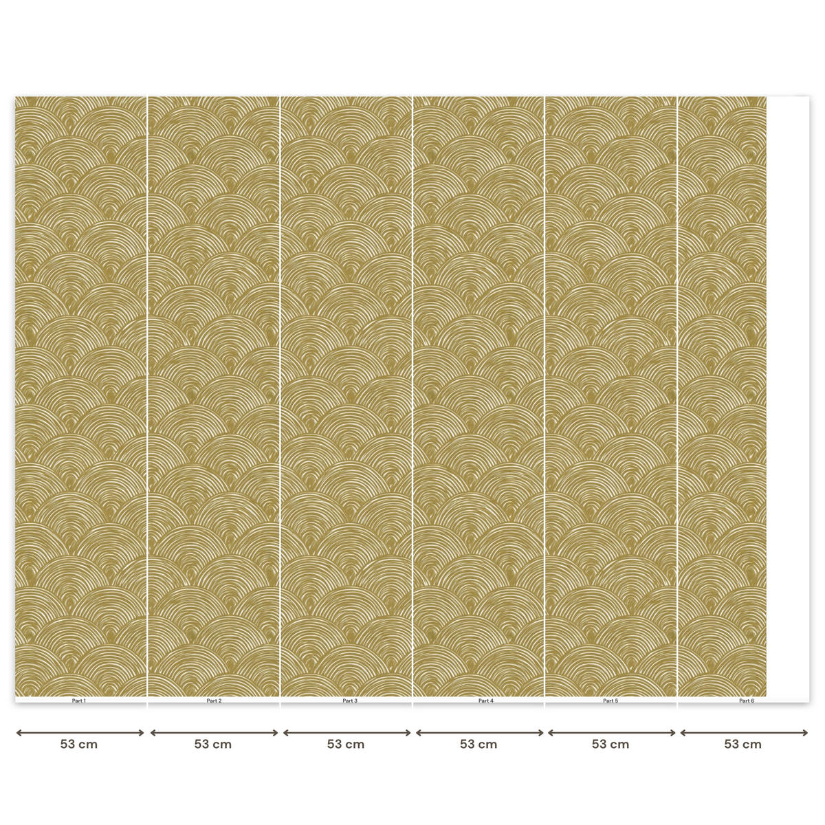 TAPETE - Fächer - Geometrisch - Grün - 300x260 cm - Goldfarben, Papier (300/260cm) - OnlyWow
