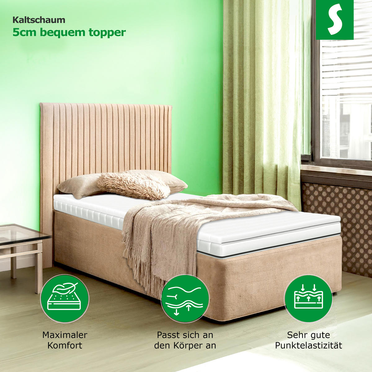 MATRATZENTOPPER 180 x 200 cm – ca. 5 cm Höhe - Weiß, Textil (180/200cm) - Schlaftroll