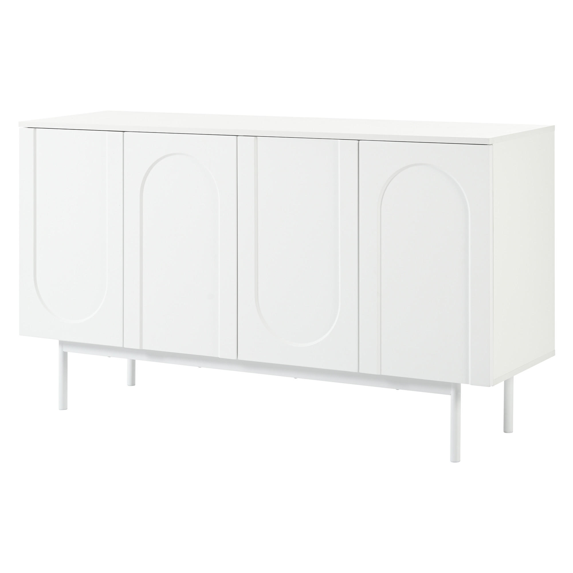 SIDEBOARD mit 4 Türen und Bogenmuster, Weiß - Weiß, Holzwerkstoff (140/80/42cm)