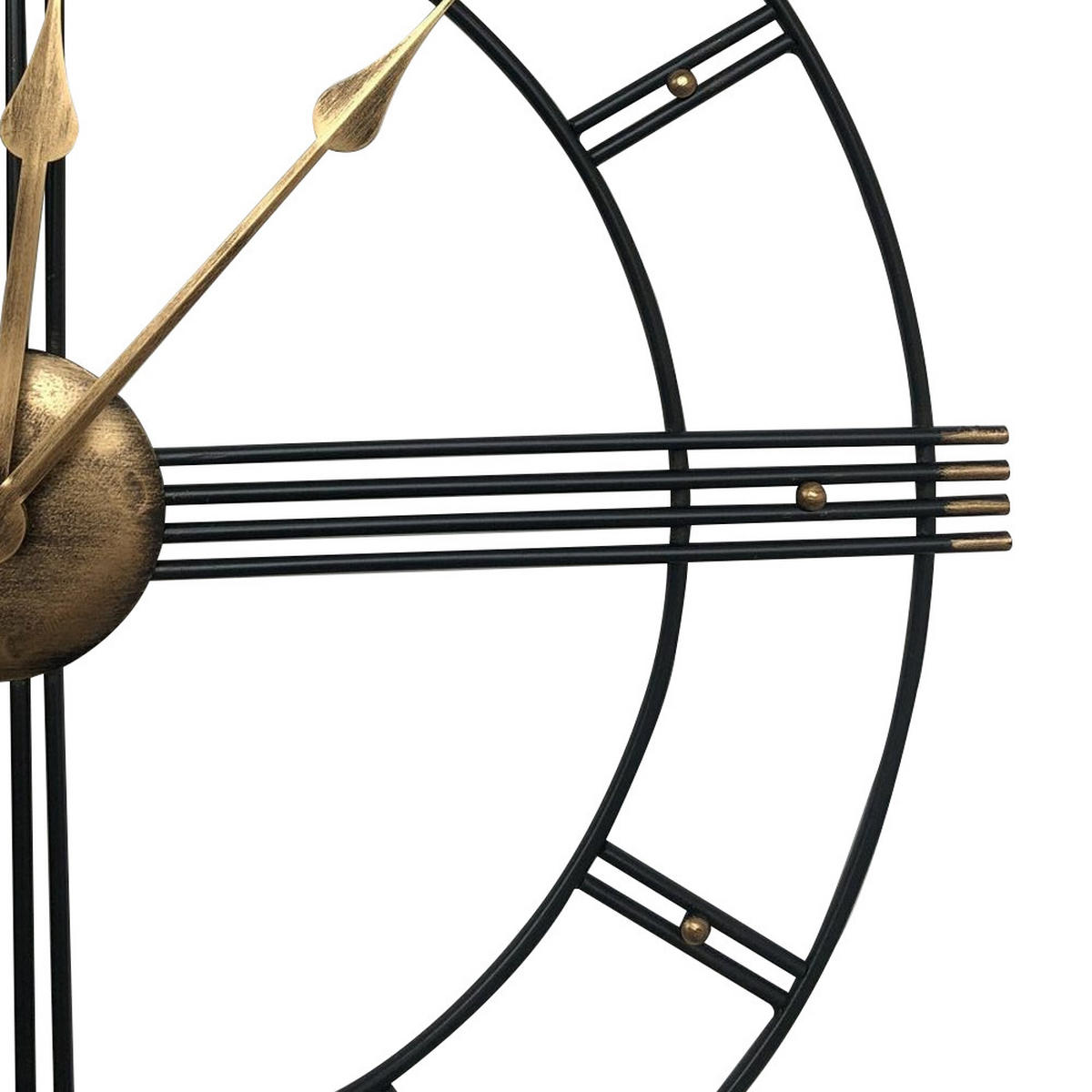 WANDUHR 60 cm Durchmesser Industrie-Stil Metall Schwarz Gold - Goldfarben/Schwarz, Metall (60/3.5/60cm) - Livingandhome