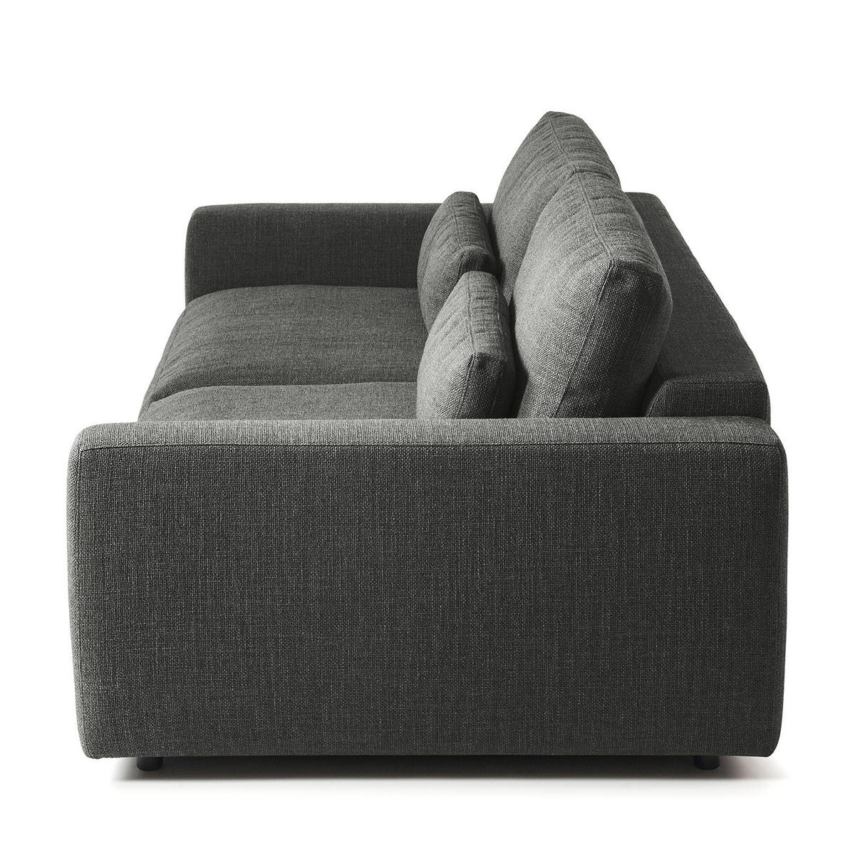 3-SITZER SOFA - Schwarz/Grau, Kunststoff/Textil (252/80/117cm) - home24