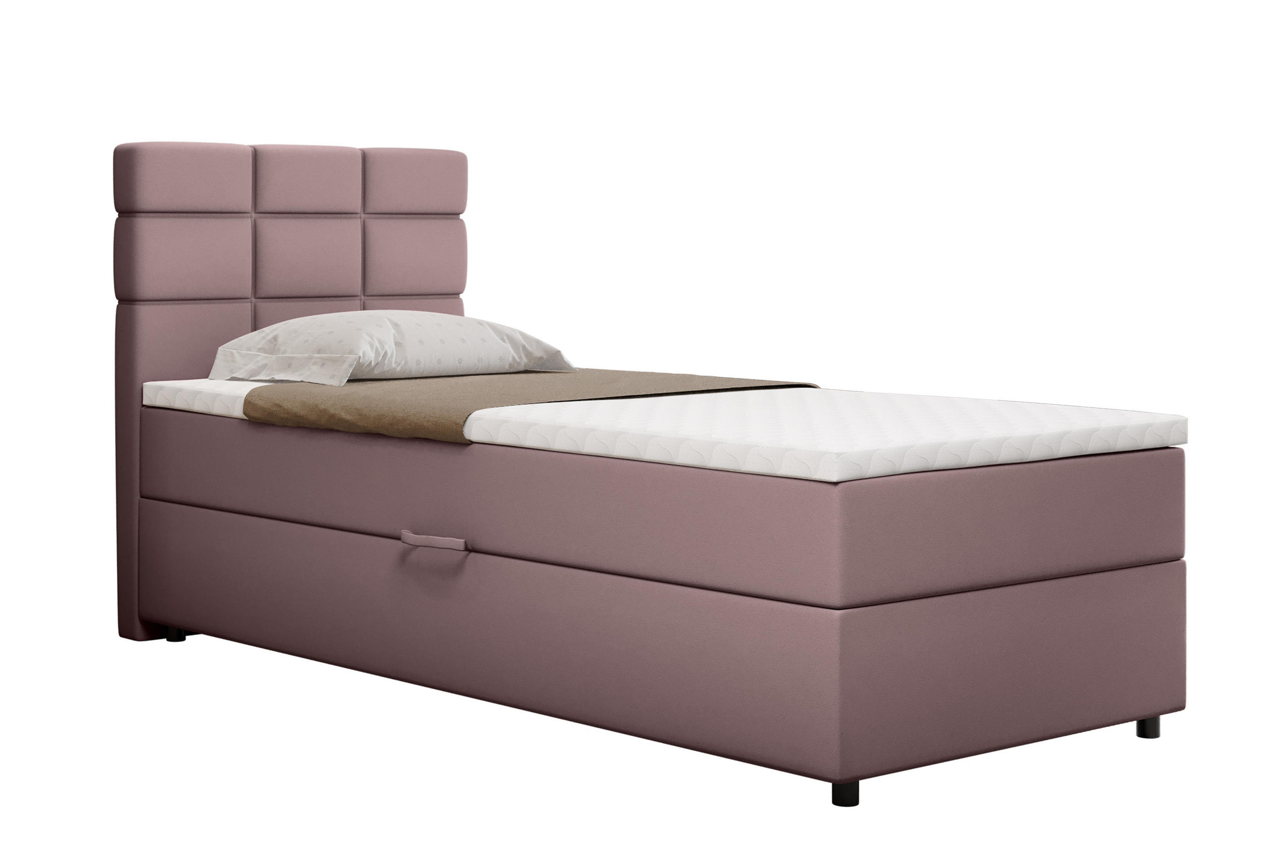 BOXBETT Reve 90 x 200 cm mit Bettkasten und Lattenrost ohne matratze - rosa - Rosa, Holz (90/200cm) - Homesy