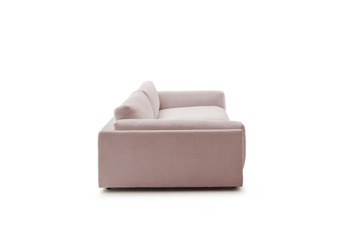 BIG SOFA RAINA Pink Cord - Pink/Schwarz, Kunststoff/Textil (294/85/150cm) - KAWOLA