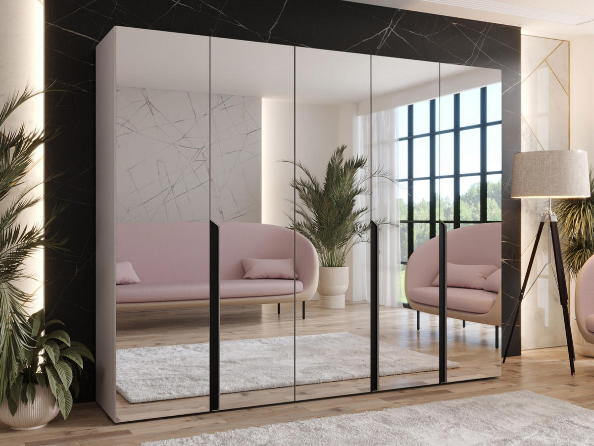 DREHTÜRENSCHRANK Mila III 250 - Kaschmir/Schwarz, Holzwerkstoff/Kunststoff (250/202/52cm) - MIRJAN24