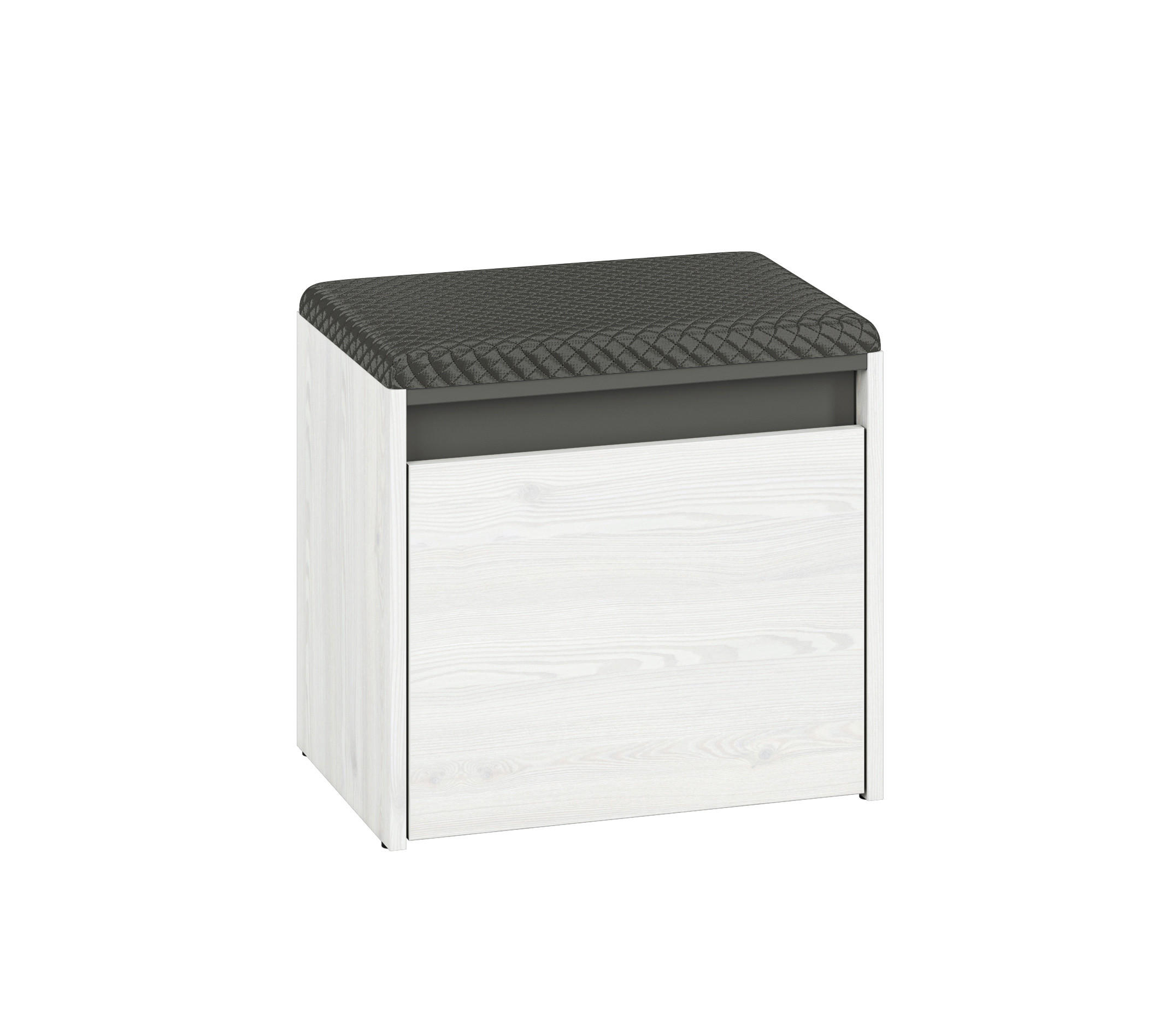 SITZBANK Hyga Pinie weiß / anthrazit 50 / 34 / 47cm - Weiß/Grau, Holz/Holzwerkstoff (50/47/34cm) - Feldmann-Wohnen