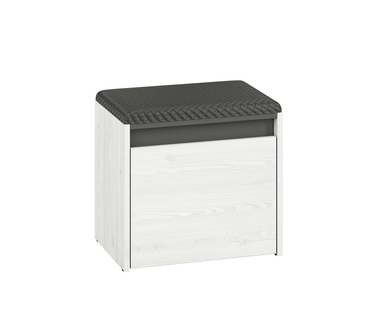 SITZBANK Hyga Pinie weiß / anthrazit 50 / 34 / 47cm - Weiß/Grau, Holz/Holzwerkstoff (50/47/34cm) - Feldmann-Wohnen