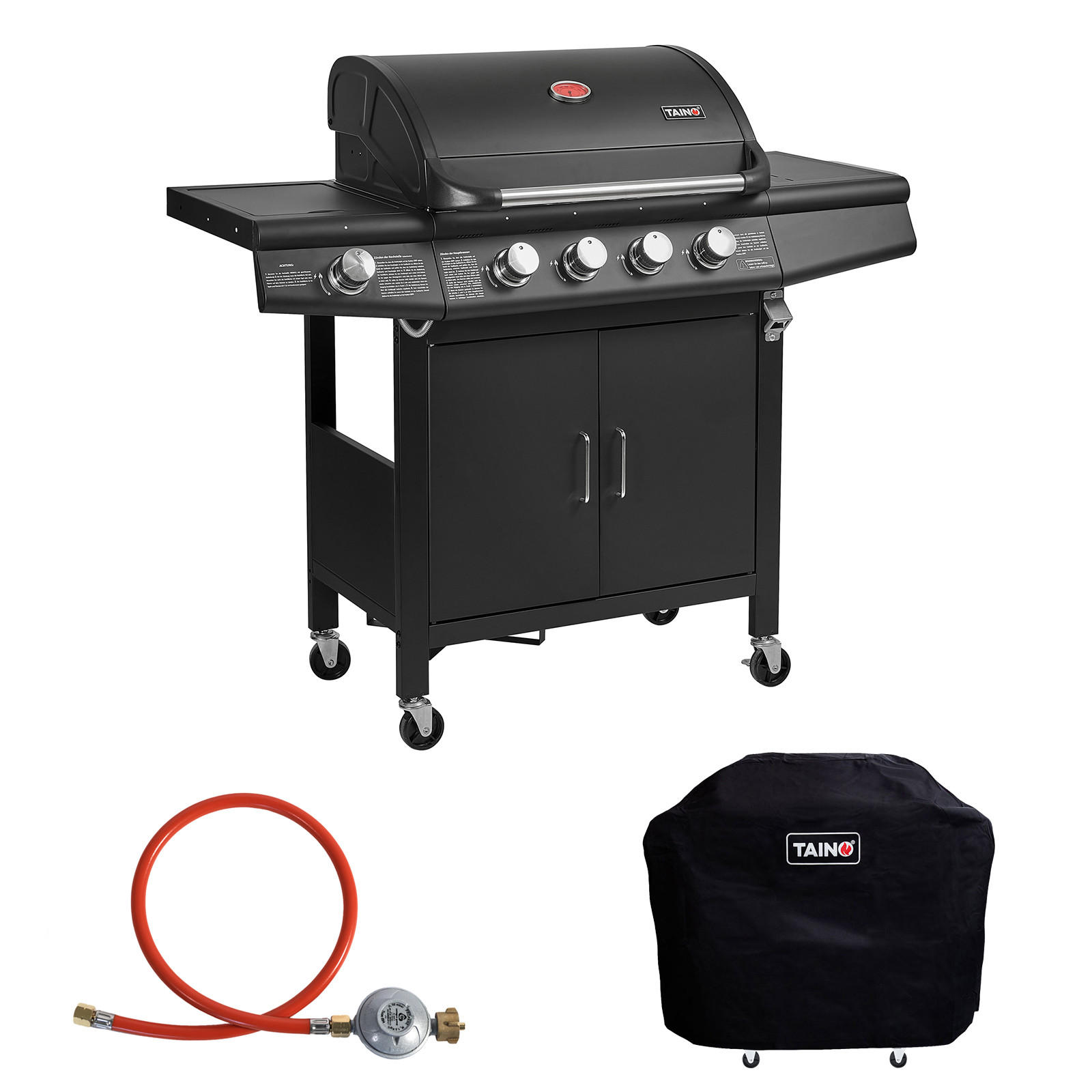 GASGRILL Set RED 4+1 - Schwarz, Metall (135/114/54cm) - TAINO