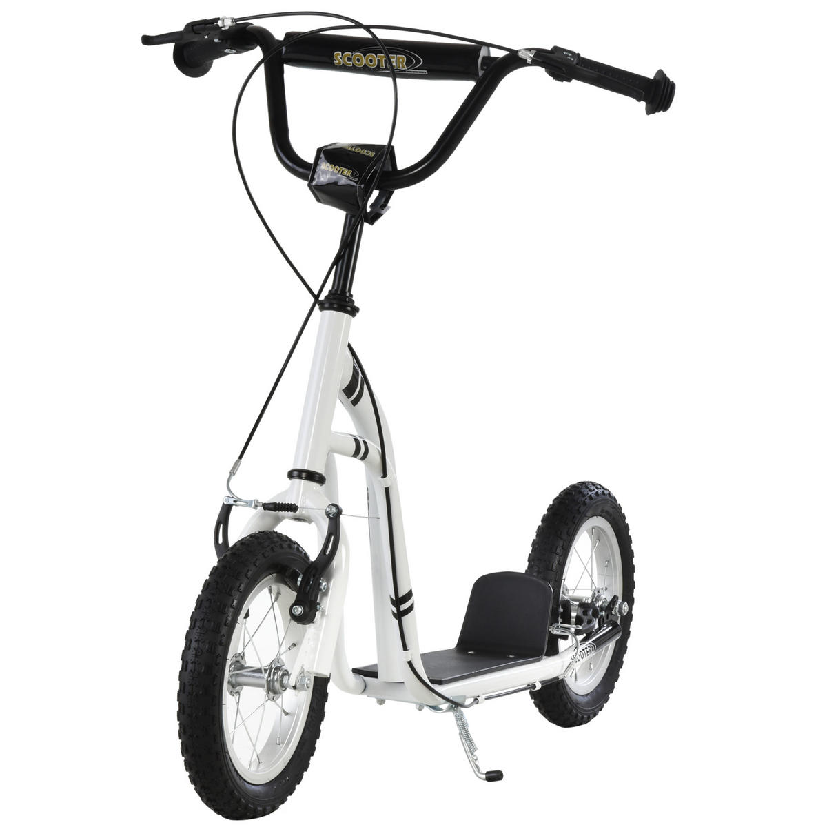 KINDERSCOOTER DE-16925 12 Zoll Luftreifen + Doppelbremse Weiß - Weiß, Metall (120/58/95cm) - ComfortXL