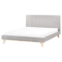 BETT mit Lattenrost 160/200 cm Hellgrau Talence - Hellgrau/Braun, Textil (160/200cm) - Beliani