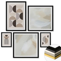 WANDBILDER 5er-Set - 50x50 cm & 20x30 cm & 40x60 cm Schwarzer Rahmen - Abstrakte geometrische Muster - Schwarz, Kunststoff (40/60cm) - ArtPrintCave