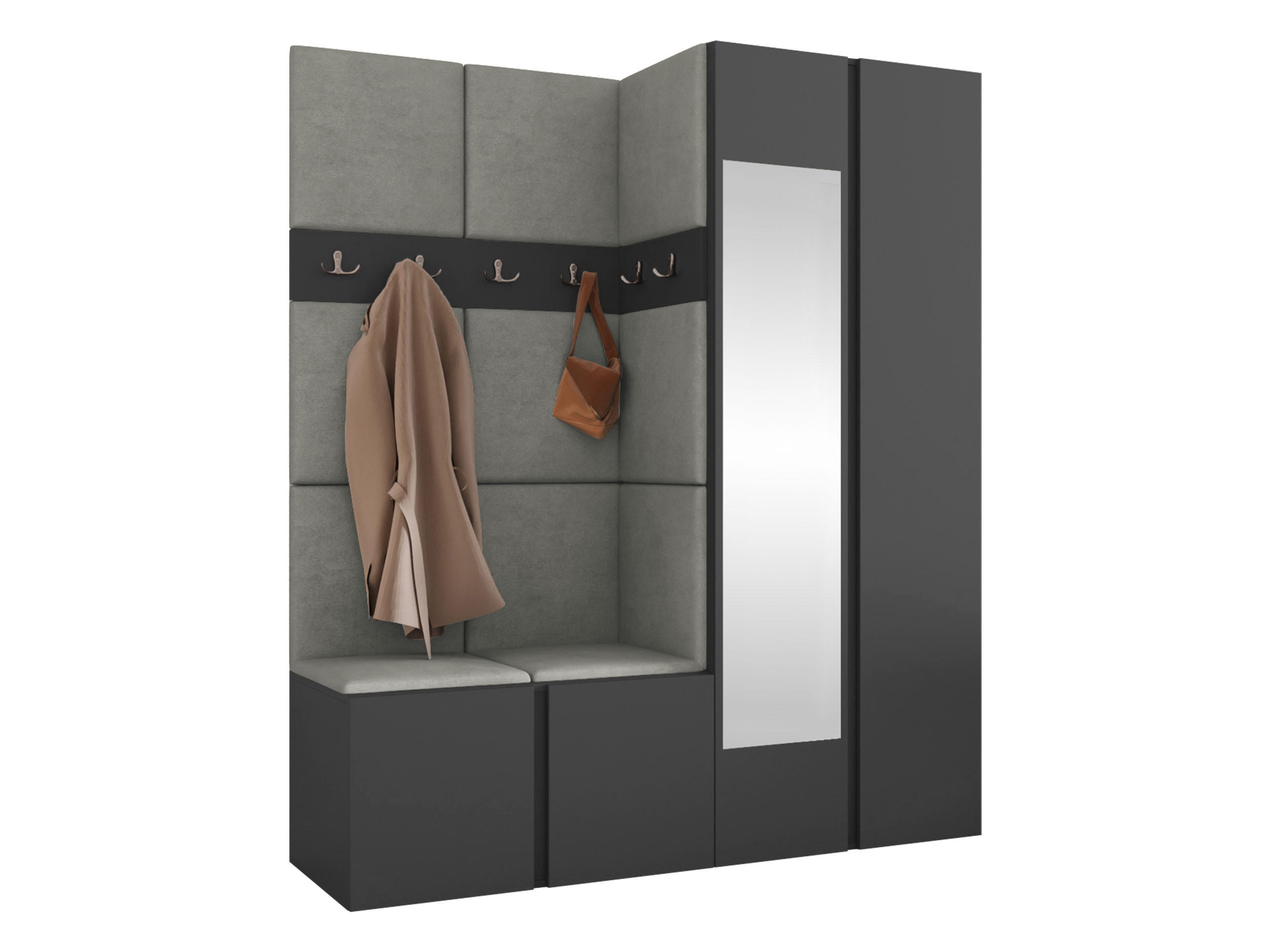 MOBILIER PENTRU HOL Orion XII - grafit/gri, material plastic/compozit lemnos (158/186/46cm) - MIRJAN24