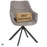 ESSZIMMERSTUHL drehbar San Carlo hellgrau - Hellgrau/Schwarz, Textil/Metall (57/87/67cm) - Mr. Deko
