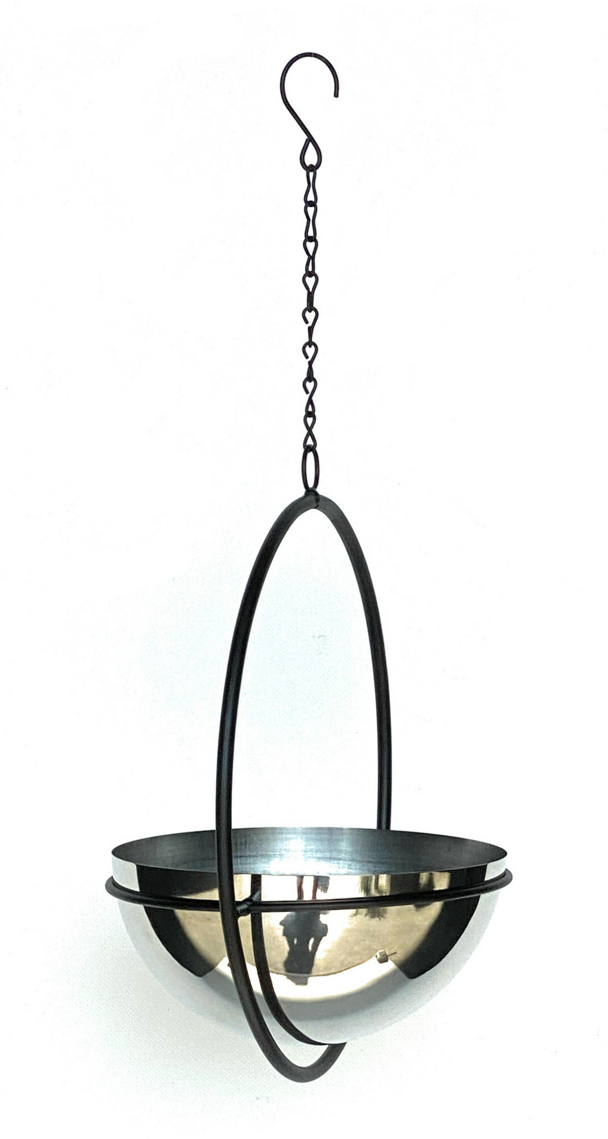 BLUMENAMPEL Innen Metall Wand 53 cm 96087 M mit Topf Silber - Schwarz, Metall (20/10/20cm) - DanDiBo
