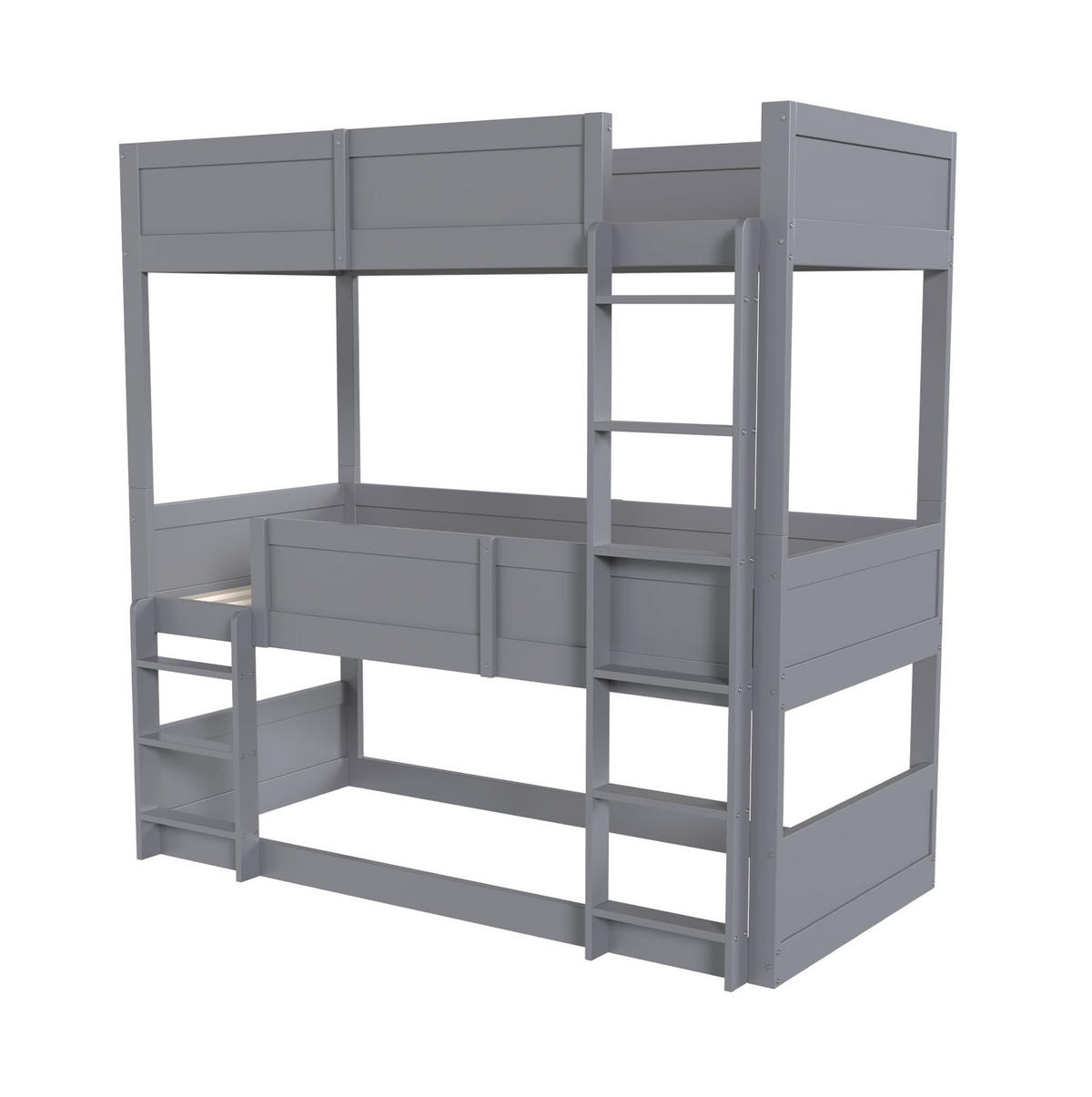 HOCHBETT 90/200 cm Grau aus Massivholz mit 3 Schlafplätzen - Grau, Holz (90/200cm) - MIVRAY