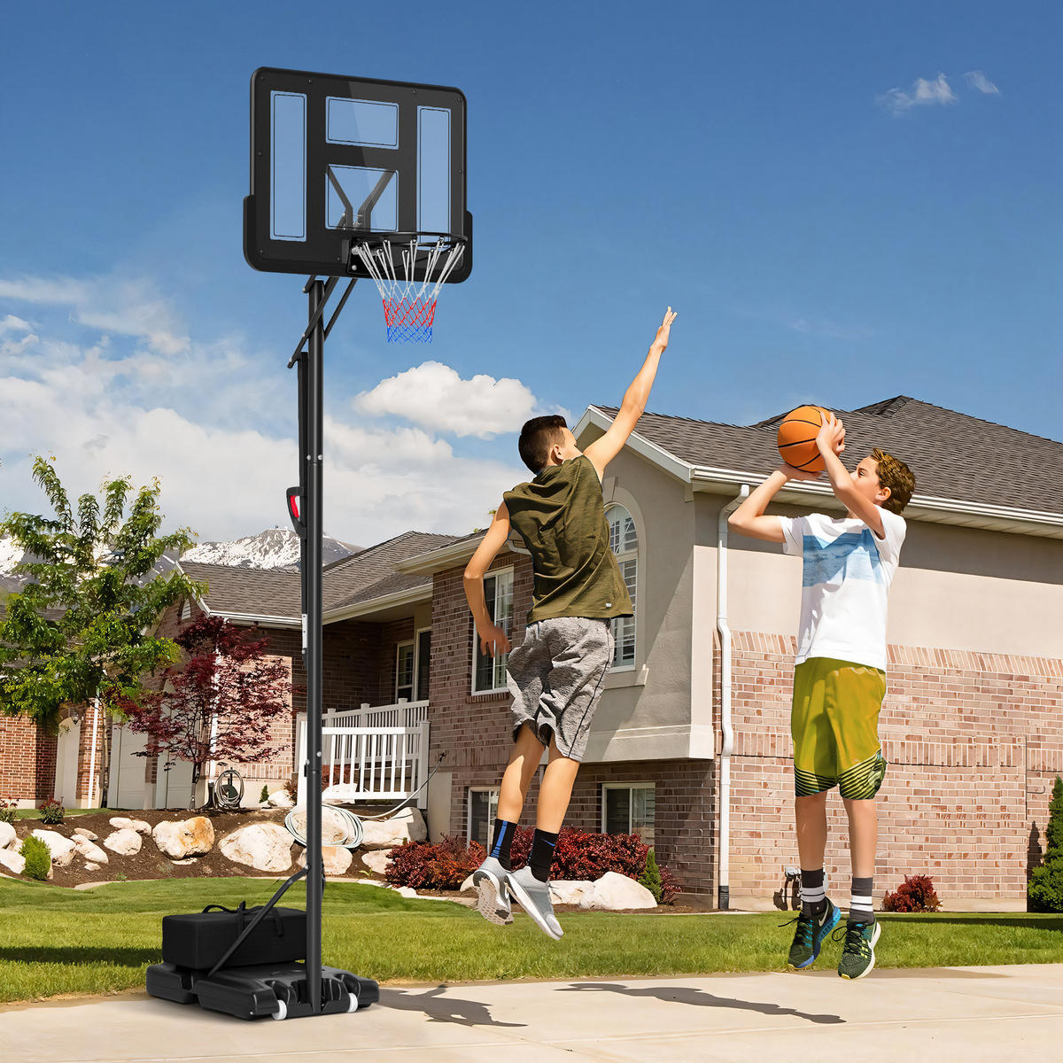 BASKETBALLSTÄNDER DE-10357 höhenverstellbar 235-305 cm Schwarz - Schwarz, Metall (75/110cm) - ComfortXL