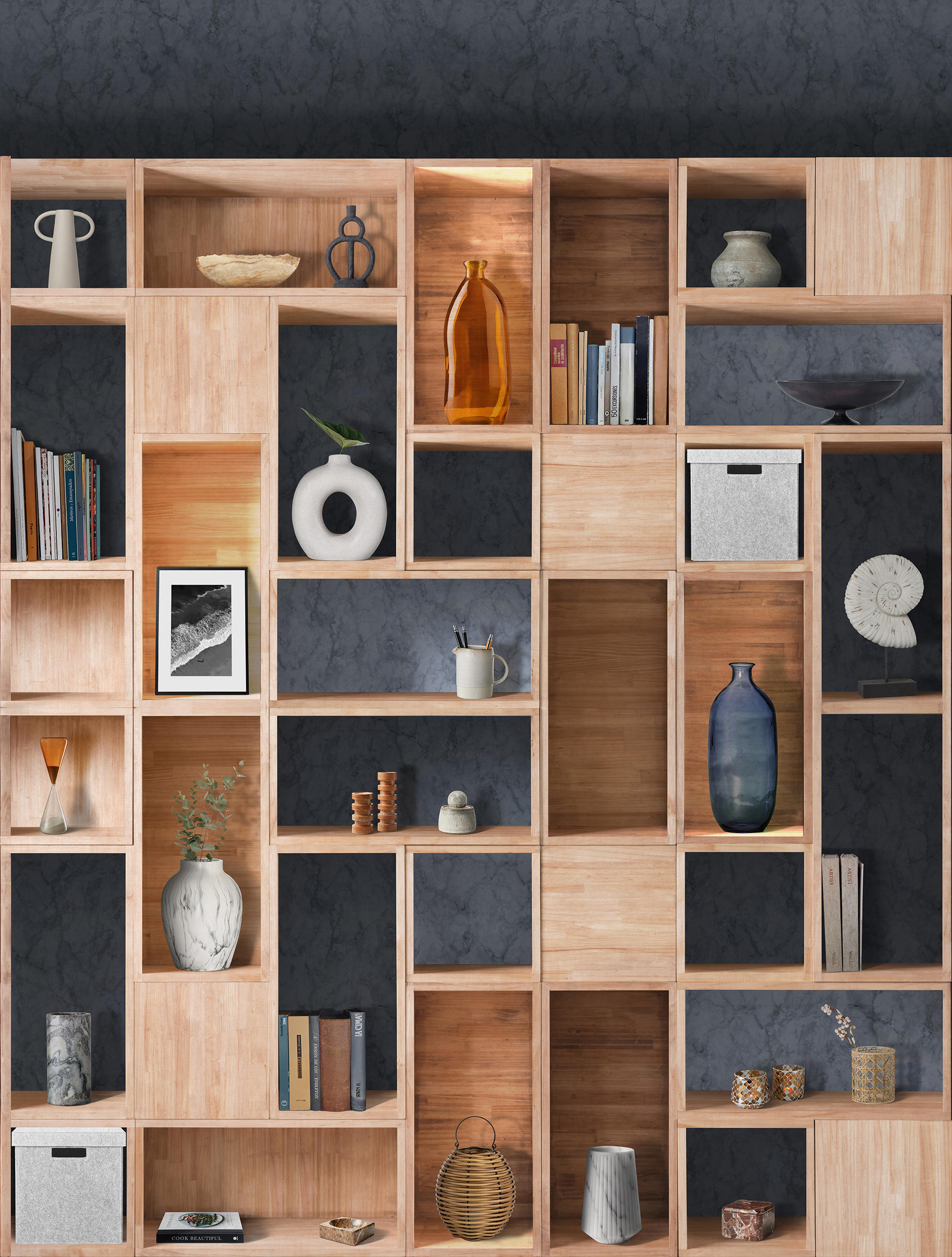 FOTOTAPETE Schrank 280 x 159 cm - Blau, Papier (280/159cm) - Sanders & Sanders