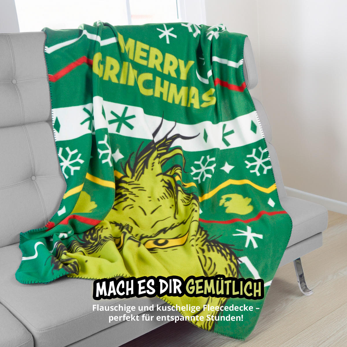 KUSCHELDECKE The Grinch Merry Grinchmas Grün 130 x 170 cm - Grün, Textil (130/170cm) - United Labels