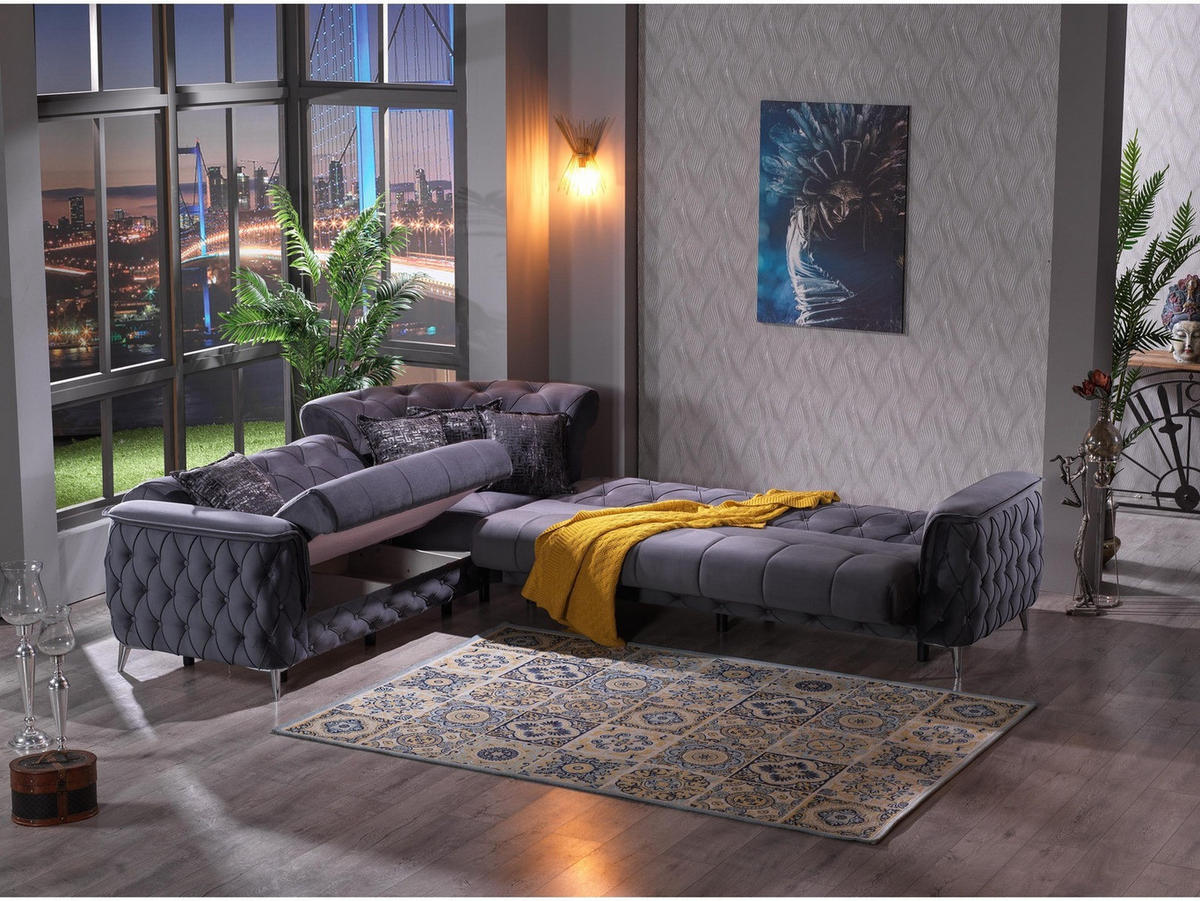 ECKSCHLAFSOFA Sucre Anthrazit - Schenkel gleich kurz - Anthrazit, Holzwerkstoff/Kunststoff (245/245cm)