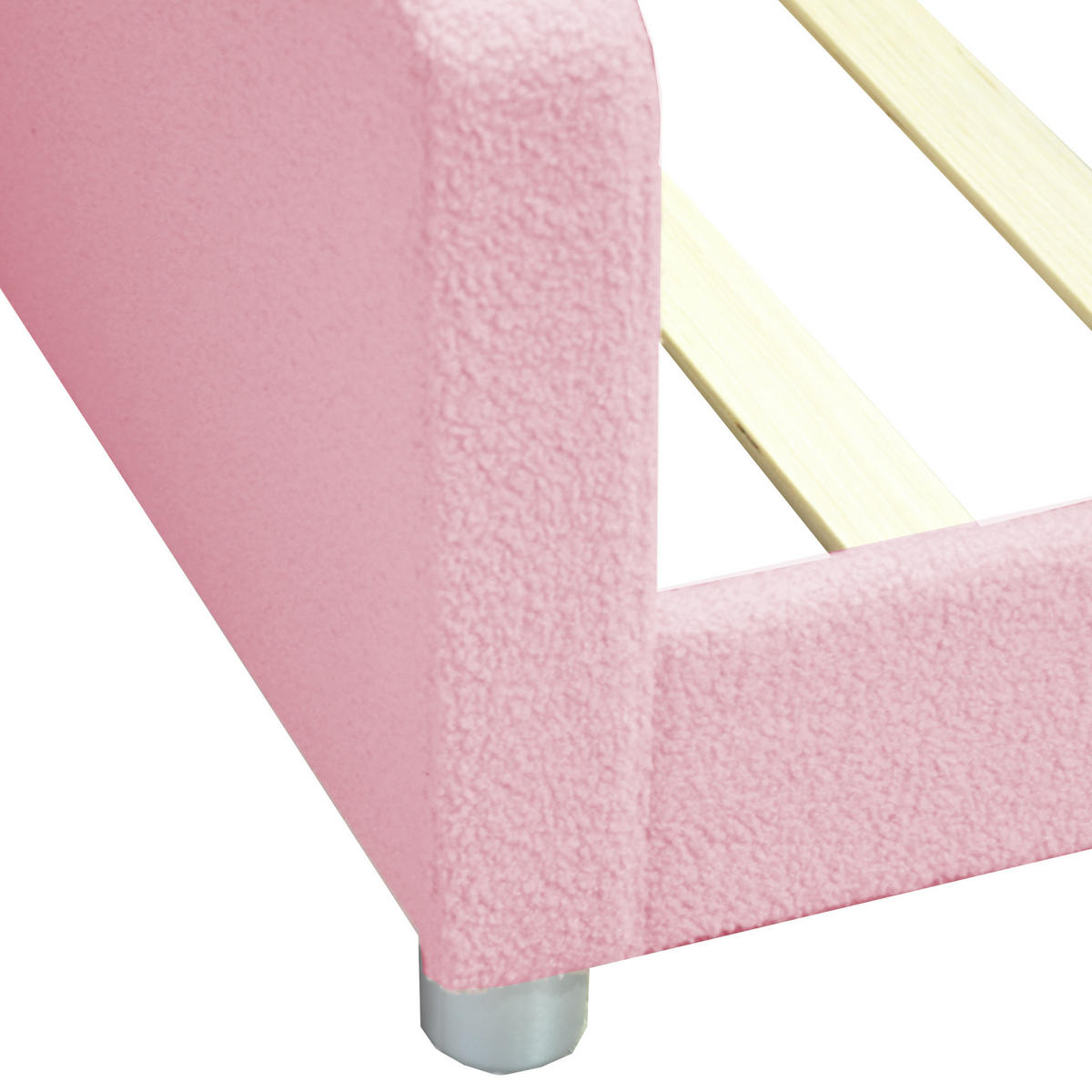 KINDERBETT 214.5/95/42 cm Rosa aus Teddystoff mit Rückenlehne - Pink, Textil (90/200cm) - OKMYHOME