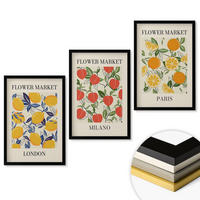WANDBILDER 3er-Set - 40x60 cm Schwarzer Rahmen - Blumenplakate in Städten - Schwarz, Kunststoff (40/60cm) - ArtPrintCave