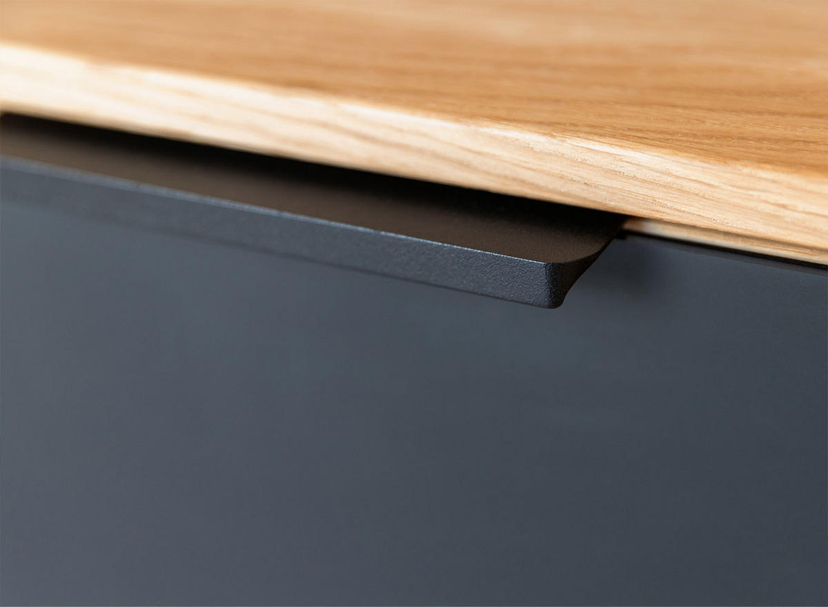 LOWBOARD Tirano Eiche Natur / Hirnholz / Schwarz 200 / 39 / 52cm - Eichefarben/Dunkelbraun, Holz (200/52/39cm) - Feldmann-Wohnen