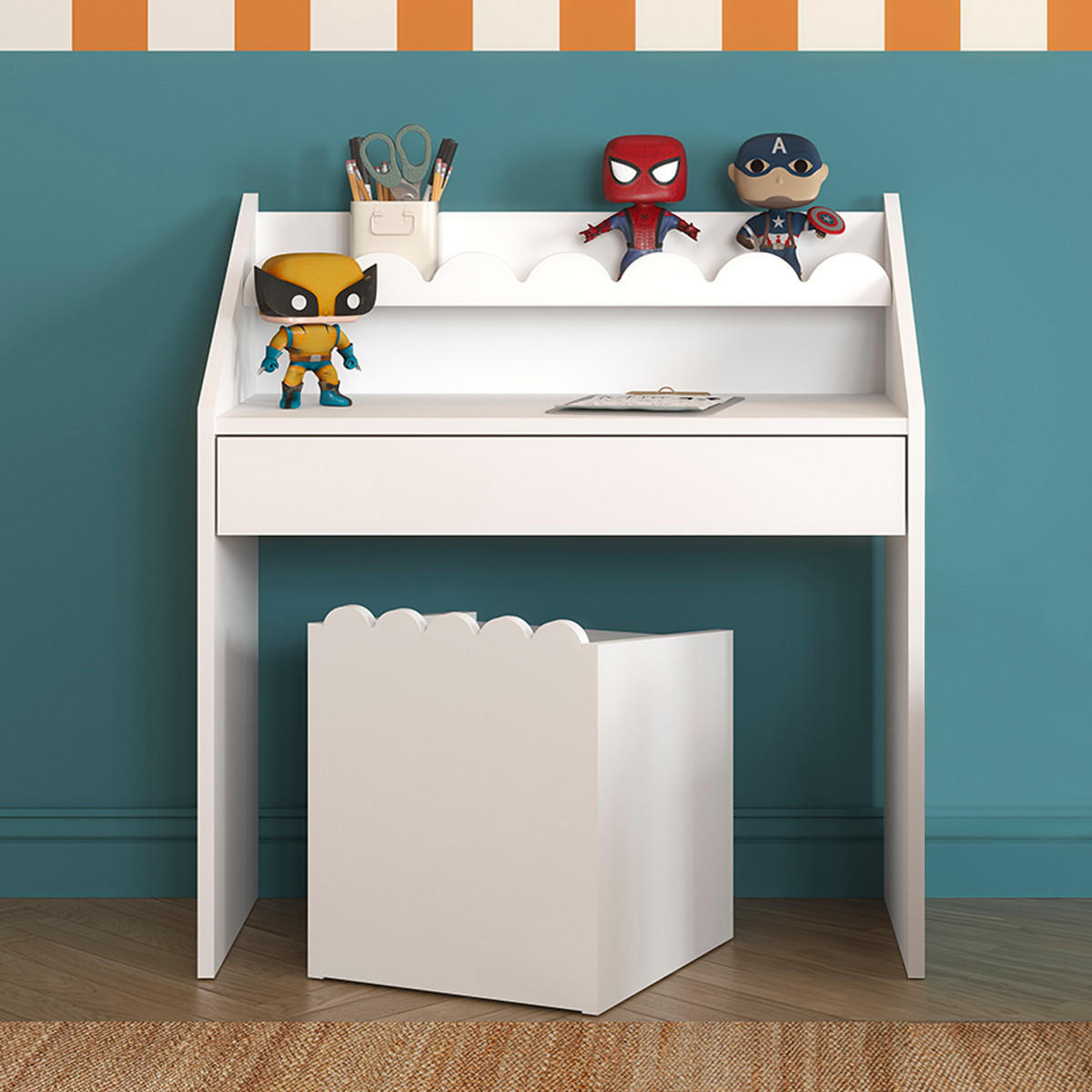 PSACÍ STŮL Book Nook Bílá - bílá, kompozitní dřevo (71/76/33cm) - Petits-meubles