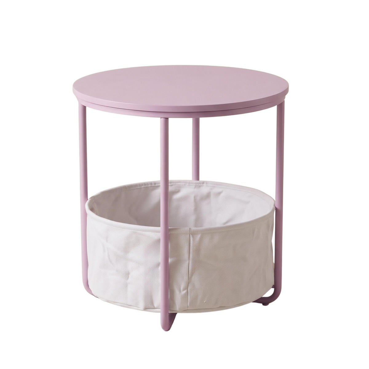 BEISTELLTISCH mit Korb rund Rosa 45/45/50 cm - Rosa, Metall (45/45/50cm) - SCENA LIVING