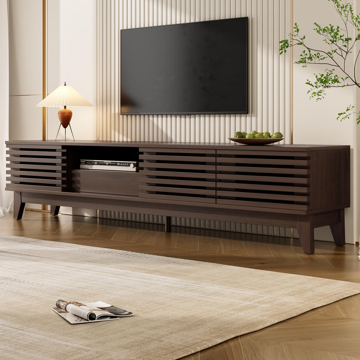 LOWBOARD 170/35/40 cm aus Holzwerkstoff mit 3 Türen, Schublade und Kabeldurchführung Natur - Naturfarben, Holzwerkstoff (170/40/35cm) - Modenvie