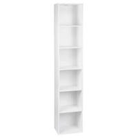 BÜCHERREGAL Weiß mit 6 Fächern 30/24/158,4 cm - Weiß, Holzwerkstoff (30/158.4/24cm) - PANGIVO