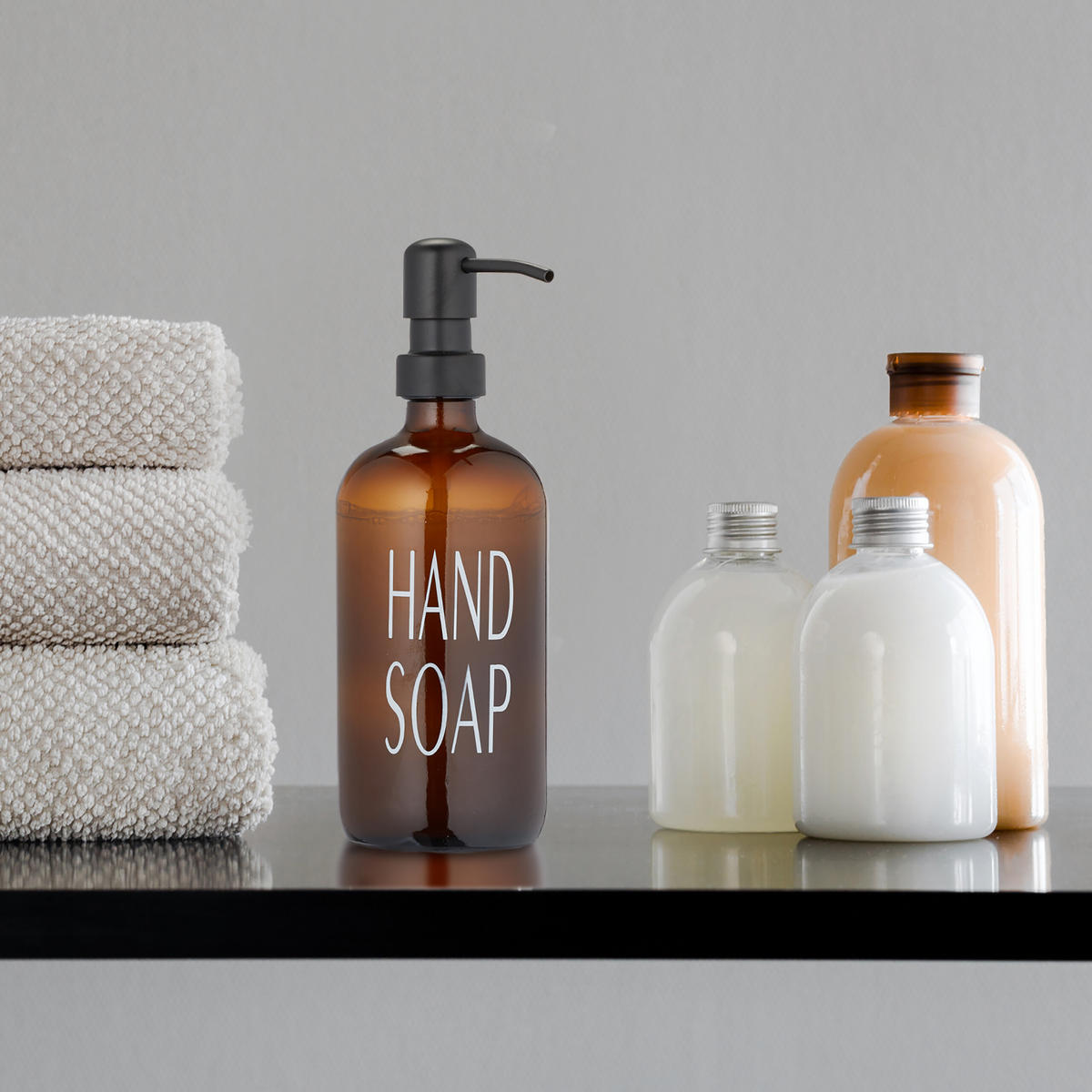 2XGLAS-SEIFENSPENDER - Braun, Glas/Metall (9/22/7cm) - Relaxdays