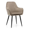 STUHL EMILIA gepolstert mit Steppung - dunkelbeige - Samt Velours - Beige/Schwarz, Textil/Metall (58/90/58cm) - NEW HOME
