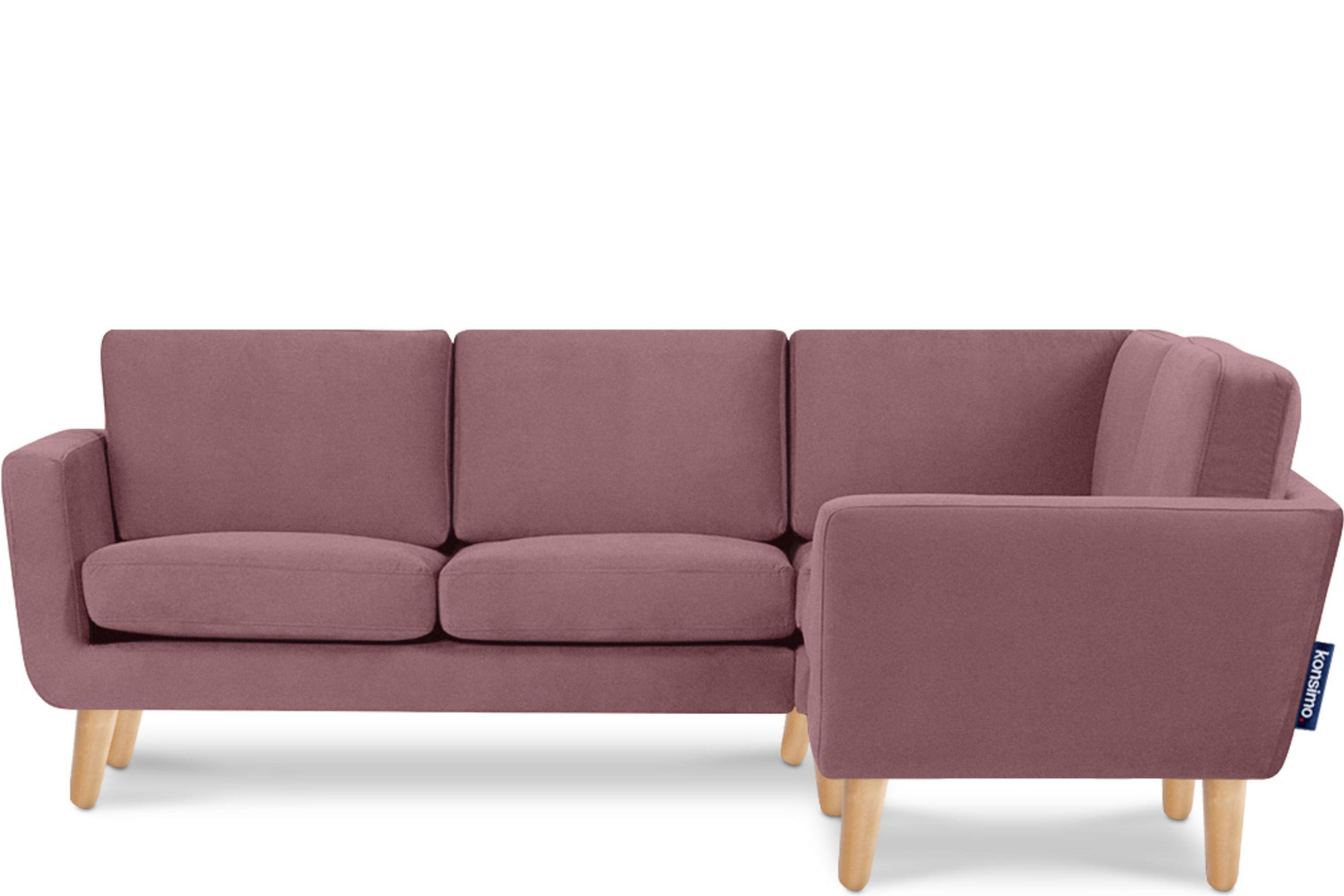 ECKSOFA-RECHTS TAGIO 3/4 Sitzer, rosa - Koralle/Braun, Buchenholz/Textil (220/181cm) - KONSIMO®