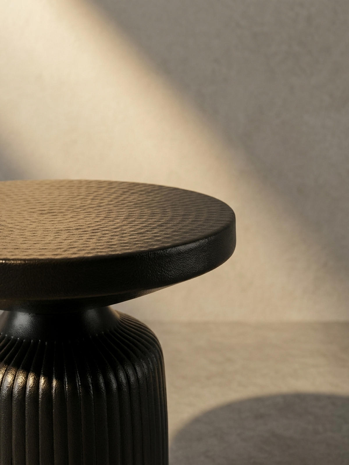 BEISTELLTISCH – Rund Schwarz 40x40x50 cm Hammerschlag Design - Schwarz, Metall (40/40/50cm) - KADIMA DESIGN