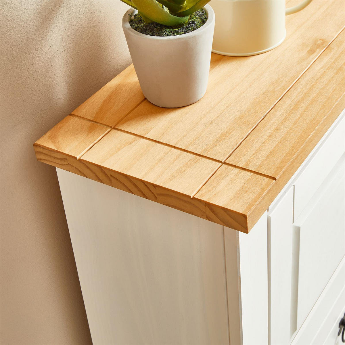 SCHUHKIPPER TEQUILA - Weiß/Braun, Holz (73/95/26cm) - IDIMEX