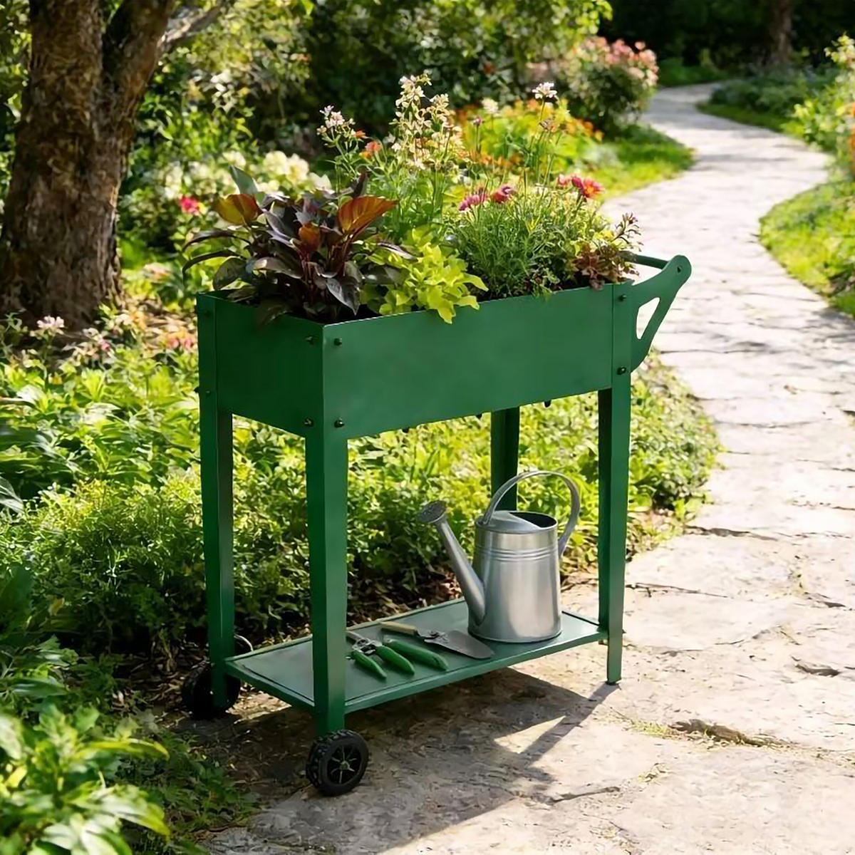 POVIŠENIGRED - zelena, metal/plastika (85/80/50cm) - Relaxdays