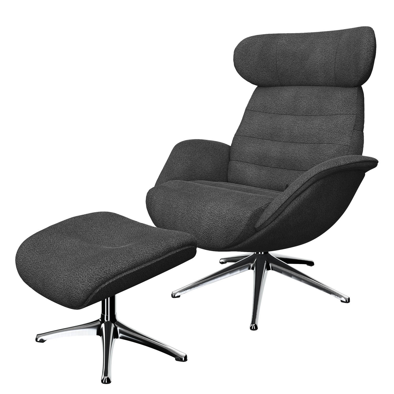 RELAXSESSEL - Anthrazit, Textil/Metall (90/107/90cm) - home24