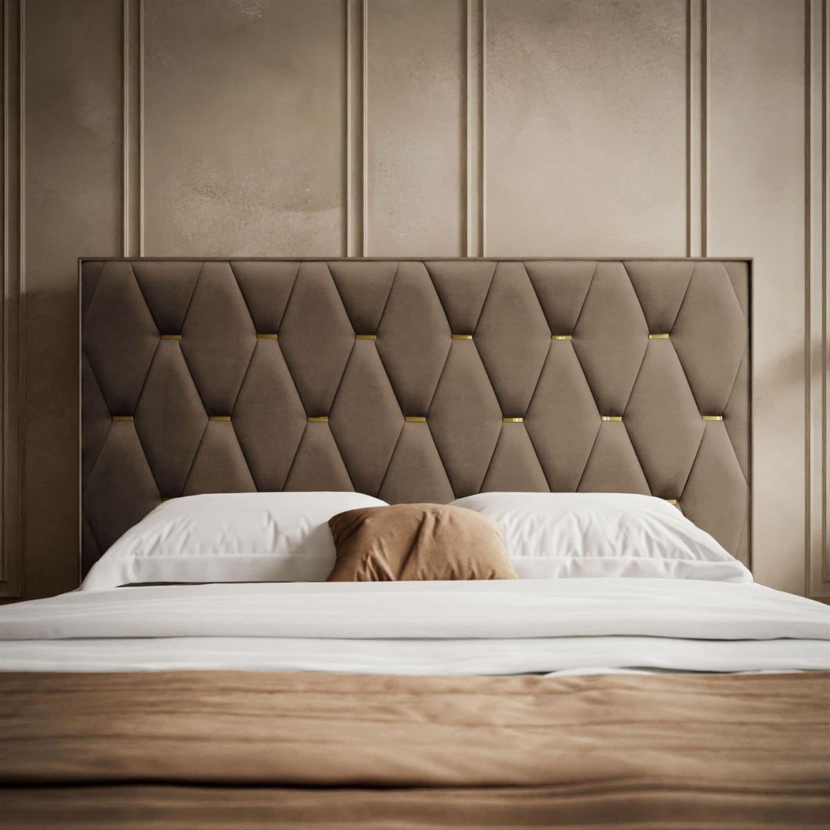 POLSTERBETT IZOLDA mit hohem Kopfteil 160x200 cm Royal Velvet 196 - Braun, Textil - Lookway