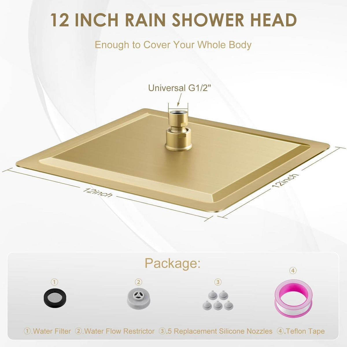 DUSCHKOPF Regendusche 30 cm Gebürstetes Gold Edelstahl - Goldfarben, Metall (30/12.7/30cm)