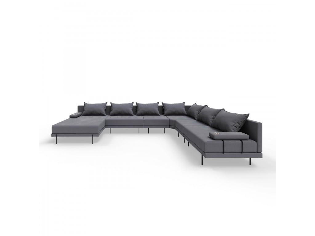 GARTENSOFA BAHAMA XXL Rechts - Wetterfeste Balkonmöbel & Terrassenmöbel Außen - Moderne Lounge Möbel für Garten - Balkon & Terrasse - Dunkelgrau - Dunkelgrau, Kunststoff (410/75/298cm) - Trada