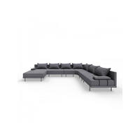 GARTENSOFA BAHAMA XXL Rechts - Wetterfeste Balkonmöbel & Terrassenmöbel Außen - Moderne Lounge Möbel für Garten - Balkon & Terrasse - Dunkelgrau - Dunkelgrau, Kunststoff (410/75/298cm) - Trada