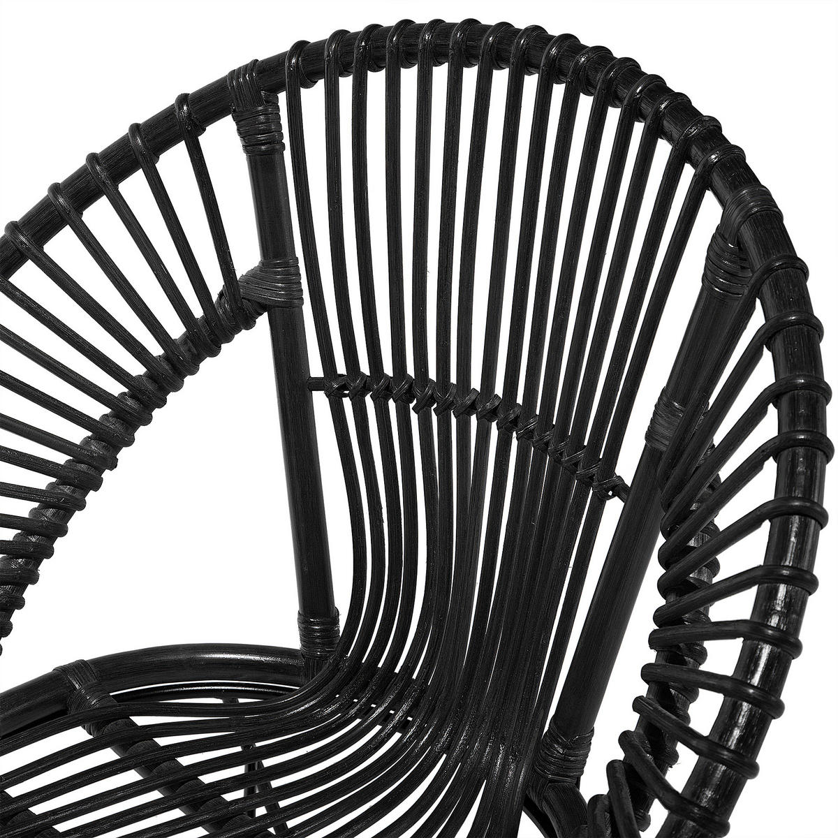 RATTANSTUHL Rattan Schwarz Sarita - Schwarz, Naturmaterialien/Metall (70/80/48cm) - Beliani