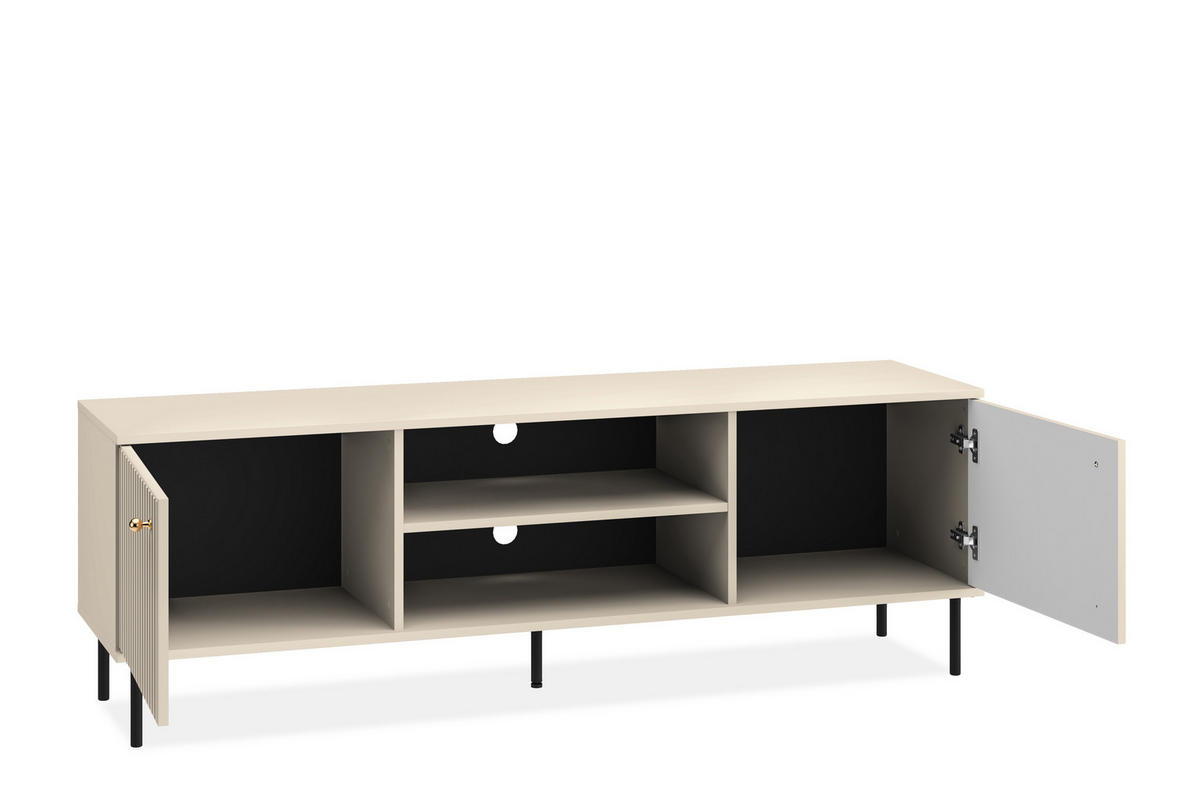 LOWBOARD DROMA mit Goldelementen, Creme - Creme/Schwarz, Holz/Metall (160/53/40cm) - KONSIMO®