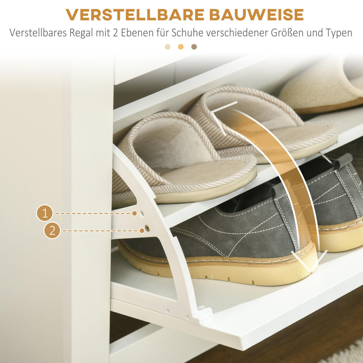 SCHUHSCHRANK 72/112/26 cm Weiß aus Holzwerkstoff mit 3 Klappen - Weiß, Holzwerkstoff (72/112/26cm) - OKMYHOME