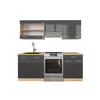 KÜCHE R-Line Anthrazit Hochglanz/Goldkraft Eiche 200 cm ohne AP - Anthrazit/Eiche Wotan, Holzwerkstoff (200/81.6/46cm) - Vicco