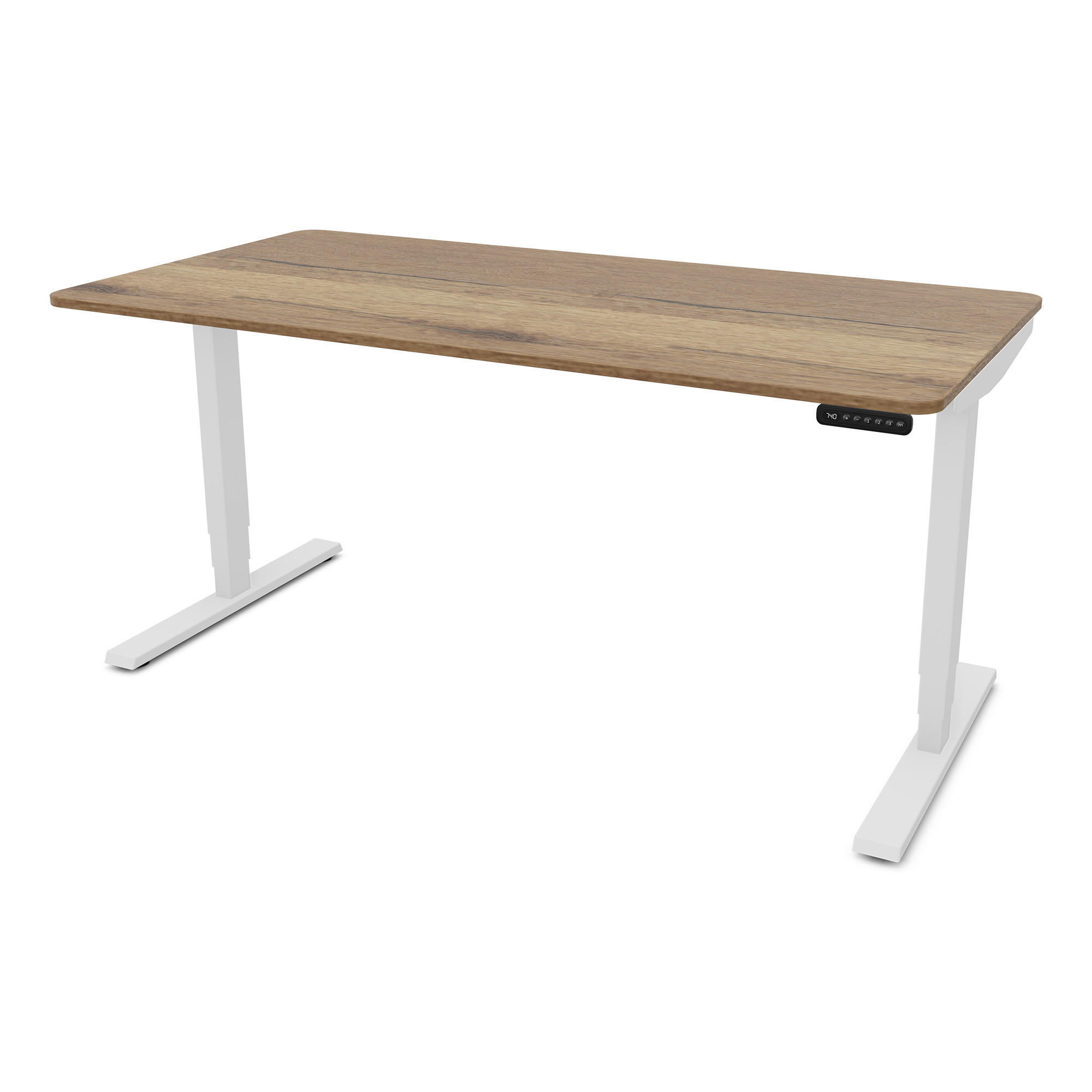 SCHREIBTISCH Elektrisch höhenverstellbarer Schreibtisch Y-Line Curved Eiche Tabak Signalweiß 160/80/62-127cm - Eiche Wotan/Weiß, Holzwerkstoff/Metall (80/160/127cm) - ASSMANN