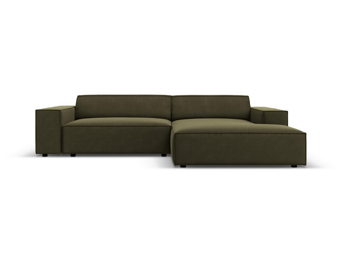 MODULARES-ECKSOFA rechts Jodie aus Samt grün 3 Sitzplätze - Grün, Textil (166/224cm) - Micadoni