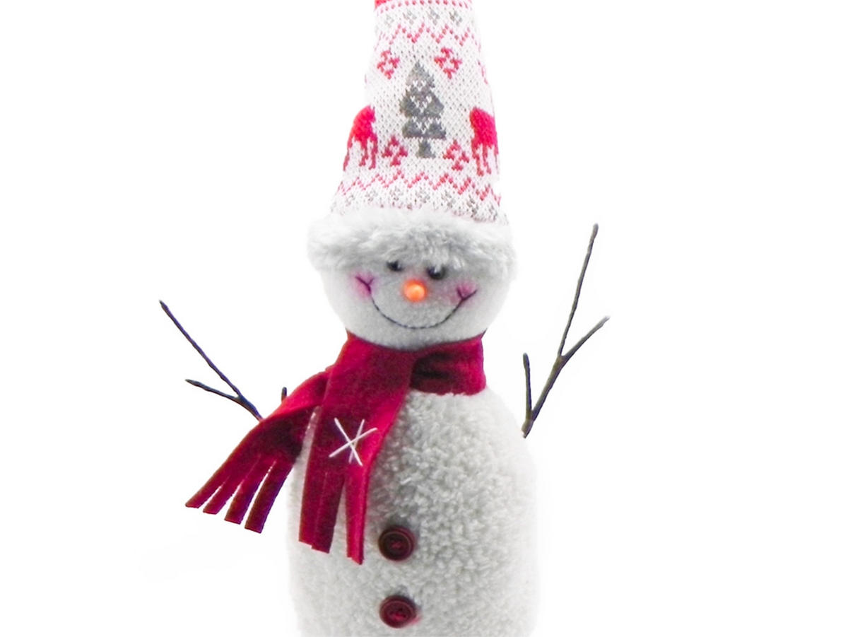 LAALU DEKORATION Tür- und Fensterstopper Schneemann 40 x 10 cm - Rot/Weiß, Textil (15/15/45cm) - LAALU